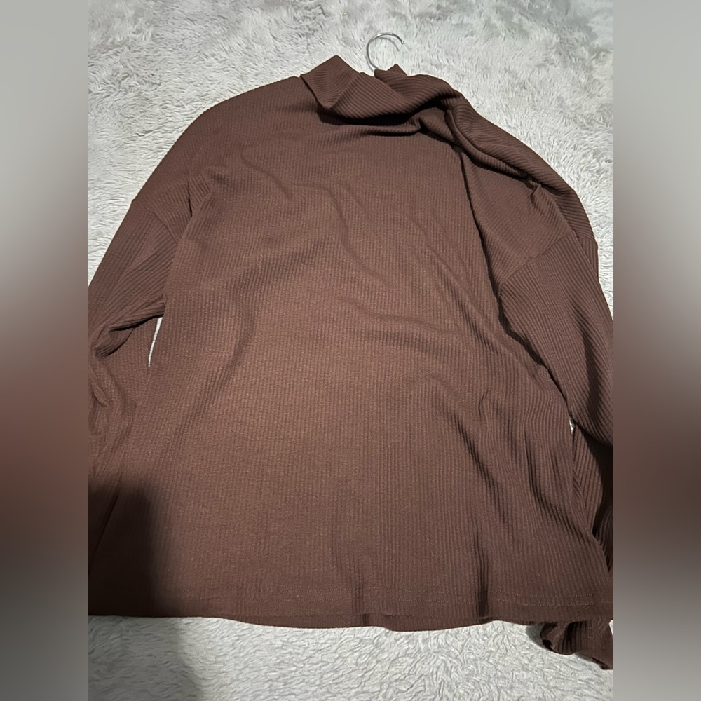 Brown long sleeve loose turtle neck.